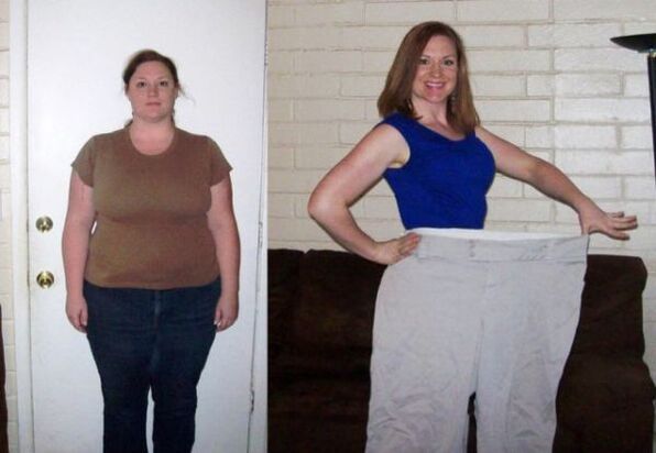 İçme diyetini uygulamadan önce ve sonra kadın